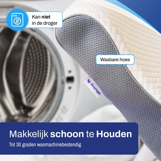 Sleeptight Ergonomisch Hoofdkussen Wit – Orthopedisch Traagschuim Kussen voor Nekondersteuning – 60 x 40 x 12 cm