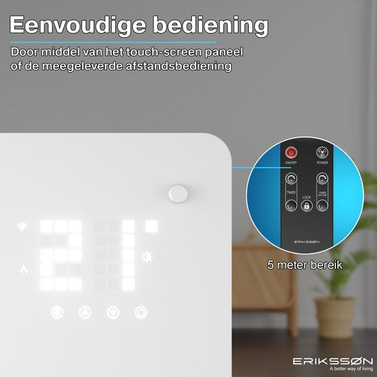 Erikssøn Elektrische Kachel - 2000W Heater - wit