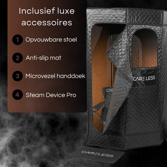 Care Less - Mobiela Sauna - Draagbare StoomSauna Tent met Stoomgenerator - Compact en Portable voor Thuisgebruik - Ontspanning en Detox in Eigen Huis - Geschikt Voor 2 Personen - Inclusief Comfortabele Stoel
