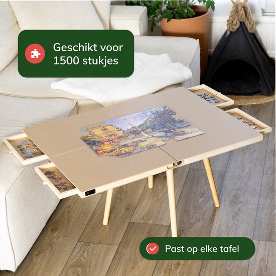 DIYDash Puzzeltafel XXL Volledig Inklapbaar - 1500 Stukjes - Mat - Bord - Plaat - Plank - Deluxe - Voor Legpuzzels - 1000