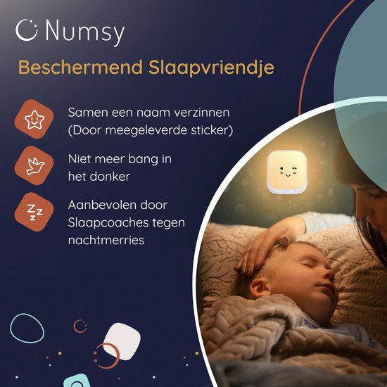 Numsy - Automatische Nachtlamp voor Kinderen met Lichtsensor -14.8x 7.80x 4.3 cm