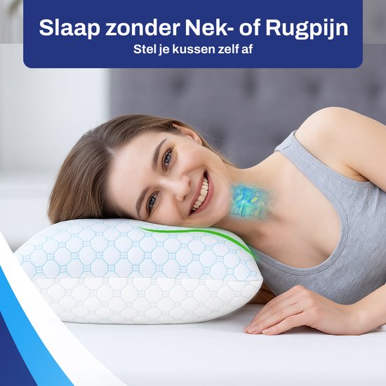 Sleeptight Verstelbaar Hoofdkussen – 70 x 50 x 16 cm – Ergonomisch Traagschuim Kussen voor Zijslapers