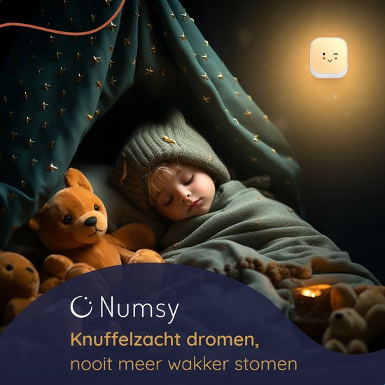 Numsy - Automatische Nachtlamp voor Kinderen met Lichtsensor -14.8x 7.80x 4.3 cm
