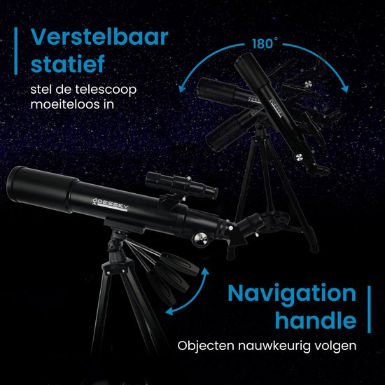 Odessey Black Hole Edition Telescoop – 250x Zoom – Refractor Sterrenkijker voor Kinderen en Volwassenen