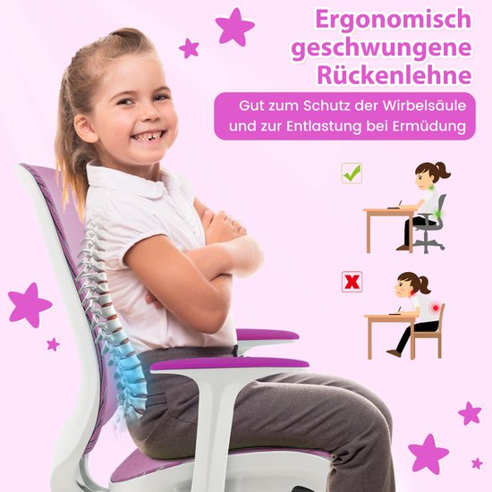 Coast Kinderbureaustoel – Ergonomische Draaistoel met Armleuningen en Zitremwielen – Zithoogte 43-55 cm