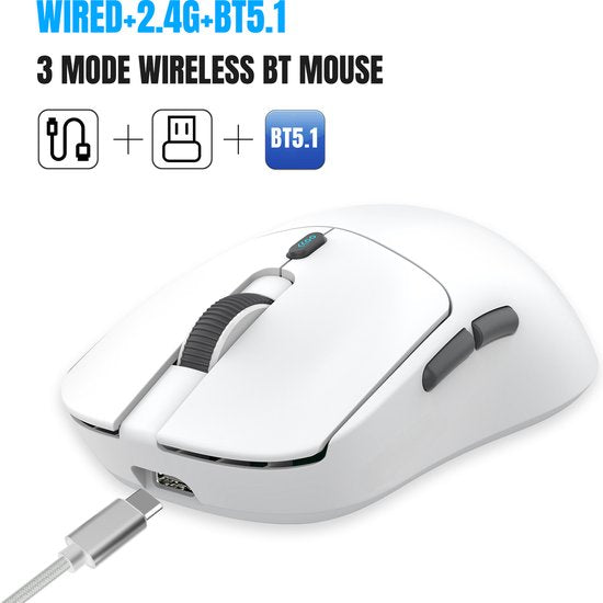 Fuegobird T68 - 2.4G Draadloze Gaming Muis - 12000DPI - PAW3311 - FPS/MOBA/MMO - Gaming muizen - Ultra licht - Wit