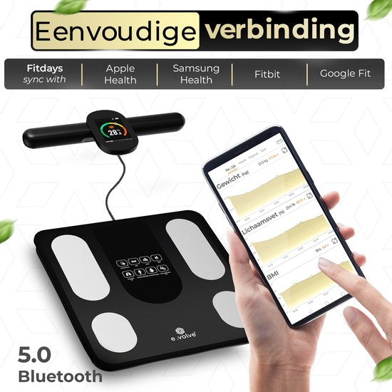 e.volve premium Personenweegschaal Digitaal Zwart