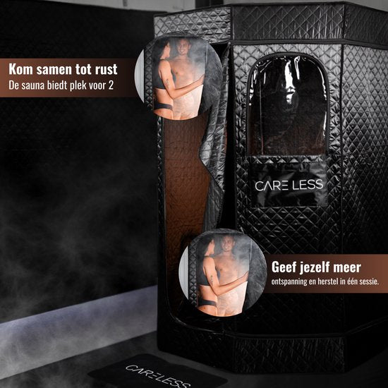 Care Less - Mobiela Sauna - Draagbare StoomSauna Tent met Stoomgenerator - Compact en Portable voor Thuisgebruik - Ontspanning en Detox in Eigen Huis - Geschikt Voor 2 Personen - Inclusief Comfortabele Stoel