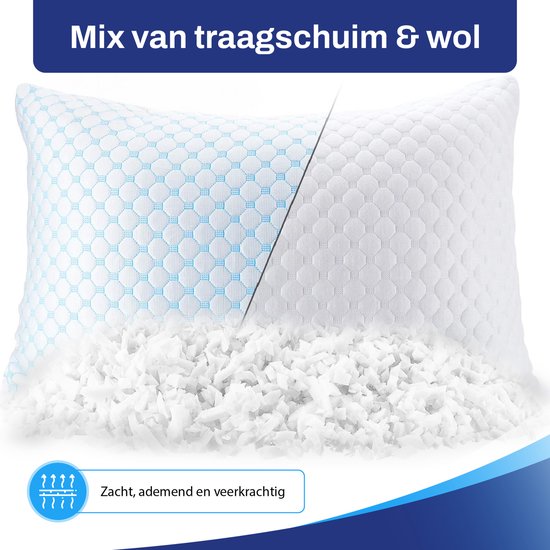 Sleeptight Verstelbaar Hoofdkussen – 70 x 50 x 16 cm – Ergonomisch Traagschuim Kussen voor Zijslapers