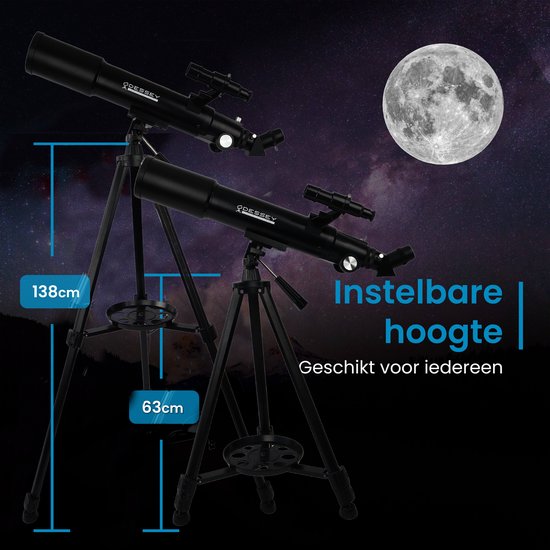 Odessey Black Hole Edition Telescoop – 250x Zoom – Refractor Sterrenkijker voor Kinderen en Volwassenen