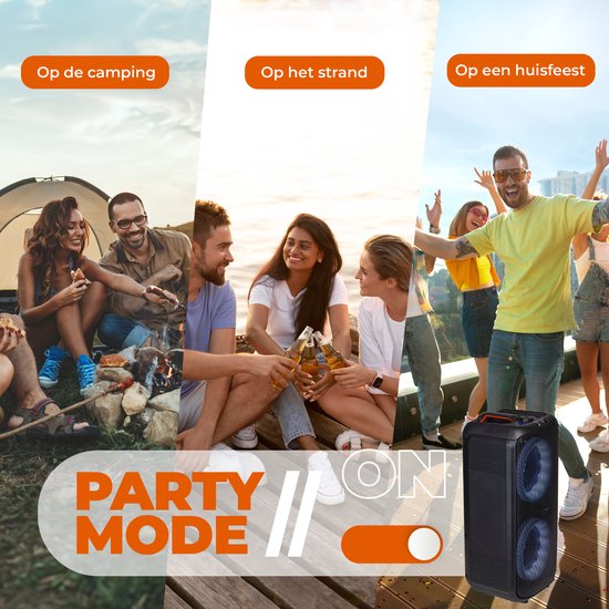 Denver - Bluetooth Speaker Party Box - Disco Verlichting - Incl. afstandsbediening - Microfoonaansluiting - BPS354 - Zwart