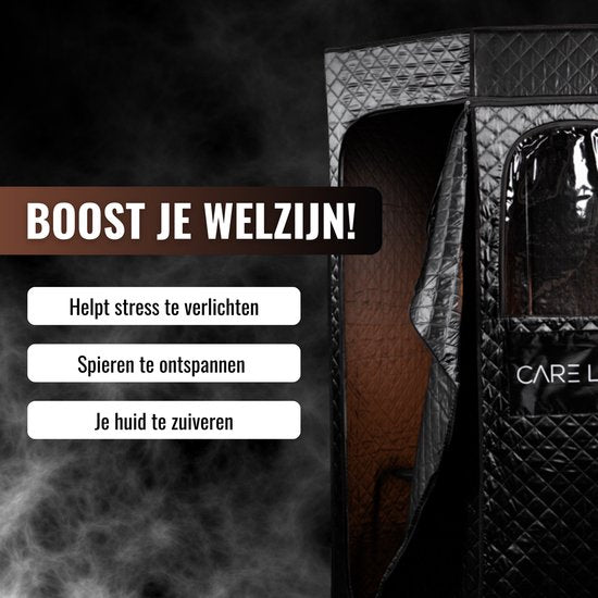 Care Less - Mobiela Sauna - Draagbare StoomSauna Tent met Stoomgenerator - Compact en Portable voor Thuisgebruik - Ontspanning en Detox in Eigen Huis - Geschikt Voor 2 Personen - Inclusief Comfortabele Stoel