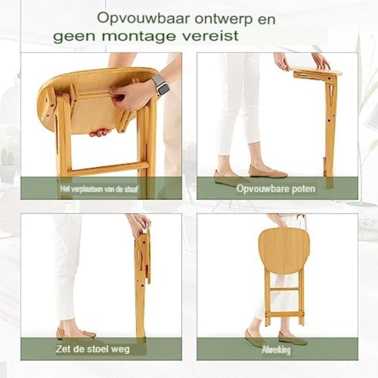 Coast Barkrukken – 2-Delig – Opvouwbaar – Bamboe met Voetsteun – Zithoogte 61 cm – Natuur
