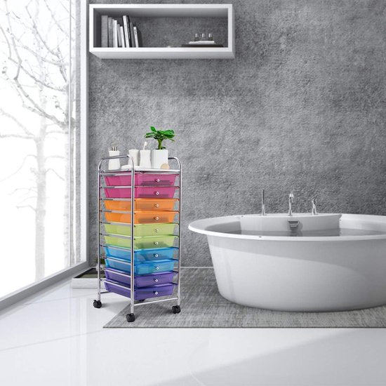 Coast Rolltrolley – 10 Laden – 33 x 37 x 86 cm – Veelkleurig