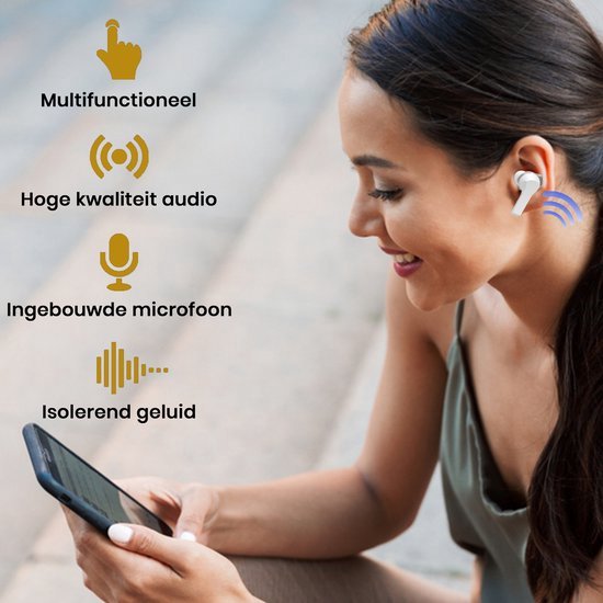 Draadloze Bluetooth Oordopjes – Sport Earbuds – Voor Smartphone & Laptop – Wit