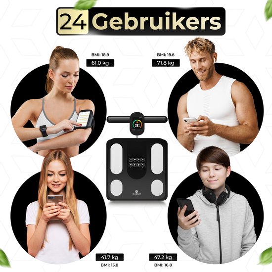 e.volve premium Personenweegschaal Digitaal Zwart