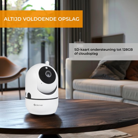 Denver Beveiligingscamera Indoor - Huisdiercamera - Wit - 9.20x7.20x16 cm