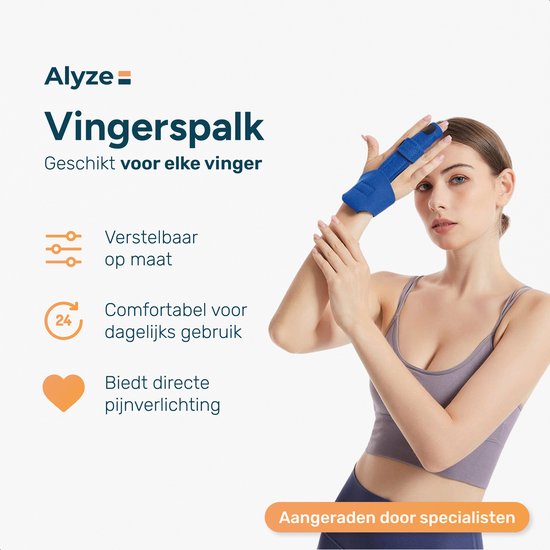 Vingerspalk - Geschikt voor alle vingers - Blauw - Middel vinger - One size - Spalk