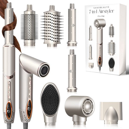 Sansbeauté® 7-in-1 Airstyler - Multistyler - Föhnborstel - Krultang - Stijlborstel - Haarstyler - Warmteborstel - Gold