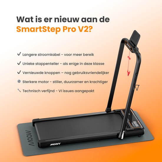 Moovv Loopband Smartstep Pro V2 - 1-12 km/u - Inklapbaar - 124 x 54 x 105 cm - Zwart
