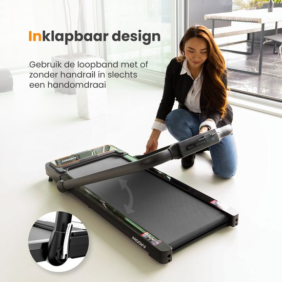 Moovv Loopband Smartstep Pro V2 - 1-12 km/u - Inklapbaar - 124 x 54 x 105 cm - Zwart