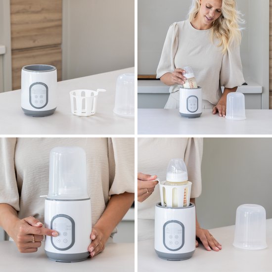 Qwali - Flessenwarmer & Sterilisator - 37°C - Wit Kunststof - Snel Opwarmen & Warmhoudfunctie - Inclusief Maatbeker