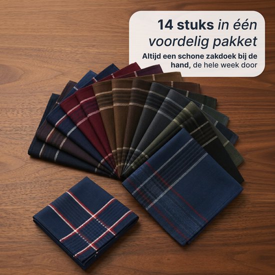 Luft Zakdoeken heren 100% katoen - 14 stuks - 40x40cm - Herbruikbaar