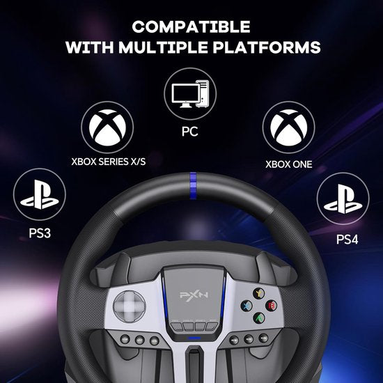 PXN Gaming Stuur - V9 Gen 2 - 270/900° - Pedalen - Shifter - Multiplatform - Zwart
