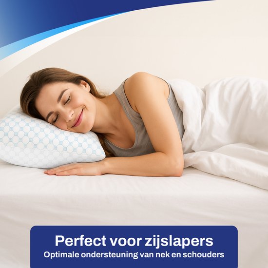 Sleeptight Verstelbaar Hoofdkussen – 70 x 50 x 16 cm – Ergonomisch Traagschuim Kussen voor Zijslapers