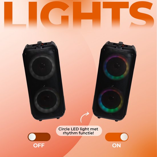 Denver - Bluetooth Speaker Party Box - Disco Verlichting - Incl. afstandsbediening - Microfoonaansluiting - BPS354 - Zwart