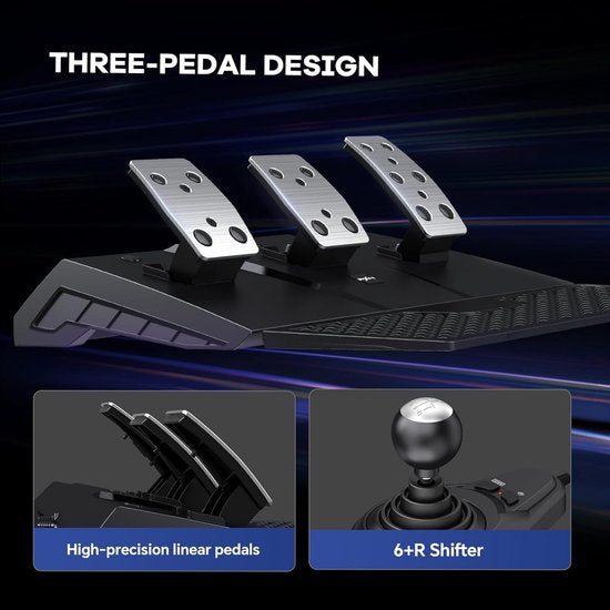 PXN Gaming Stuur - V9 Gen 2 - 270/900° - Pedalen - Shifter - Multiplatform - Zwart