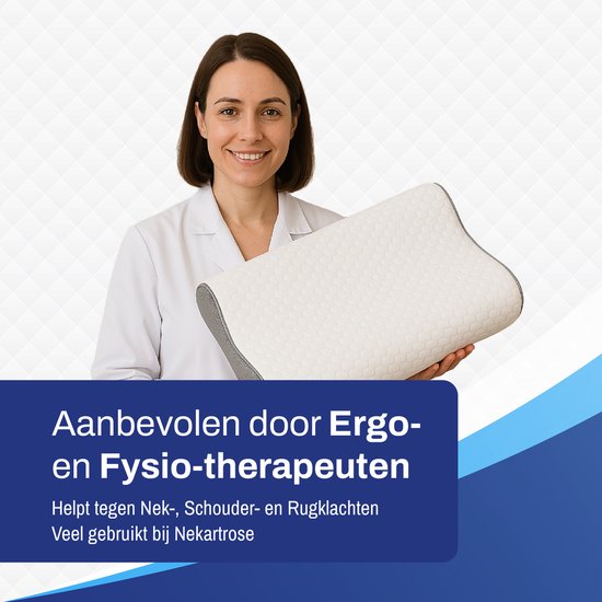 Sleeptight Ergonomisch Hoofdkussen Wit – Orthopedisch Traagschuim Kussen voor Nekondersteuning – 60 x 40 x 12 cm