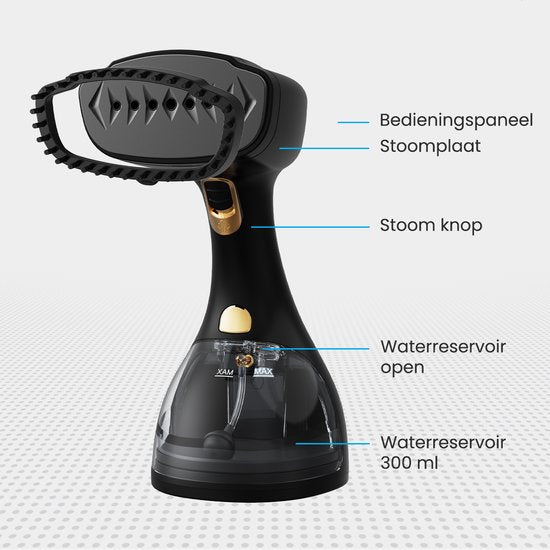 Auronic Kledingstomer - 1500W - 300 ml - Handstomer - 17,8 x 10,2 x 25,4 cm - Zwart