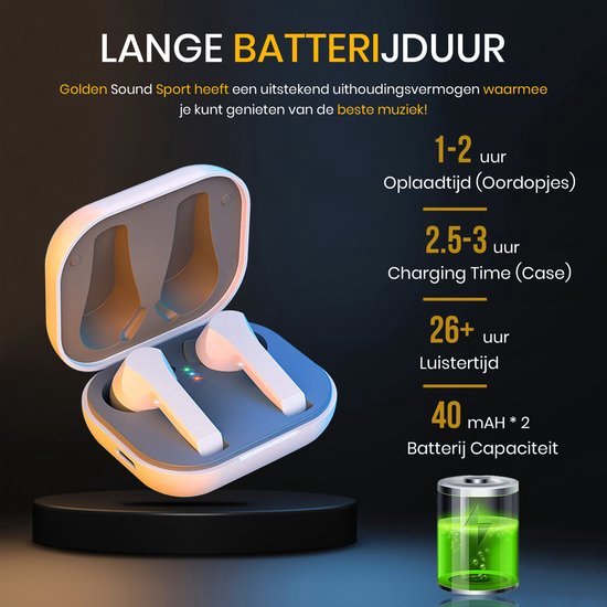 Draadloze Bluetooth Oordopjes – Sport Earbuds – Voor Smartphone & Laptop – Wit