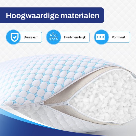 Sleeptight Verstelbaar Hoofdkussen – 70 x 50 x 16 cm – Ergonomisch Traagschuim Kussen voor Zijslapers