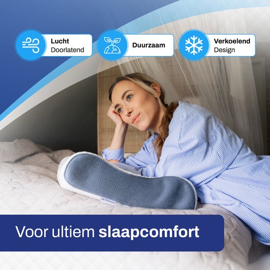 Sleeptight Ergonomisch Hoofdkussen Wit – Orthopedisch Traagschuim Kussen voor Nekondersteuning – 60 x 40 x 12 cm