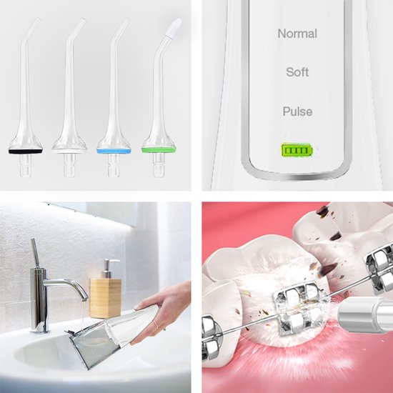 Auronic Waterflosser 300 ml - 4 Opzetstukjes - Wit