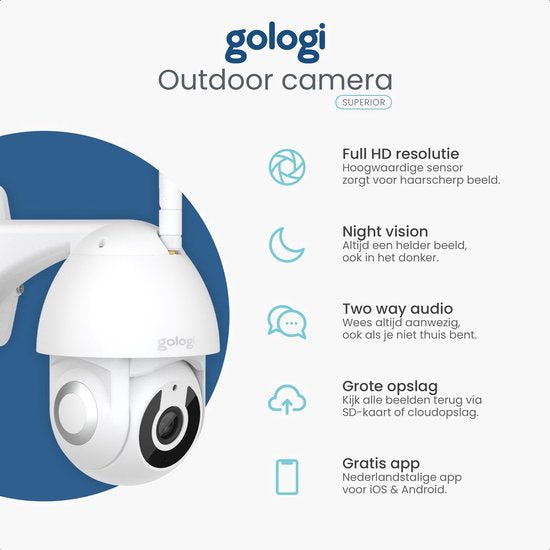 Gologi Superior Outdoorcamera - Met wifi en app