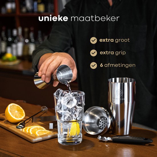 BarDeluxe® Cocktail Set - 12-Delig - Cocktail Shaker Set (750ml) - Luxe Cadeauverpakking - Inclusief Nederlandstalig Receptenboek