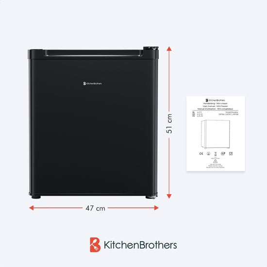 KitchenBrothers Mini Vriezer - 33L - Kleine Diepvrieskast - Vrijstaand - Compact - Zwart