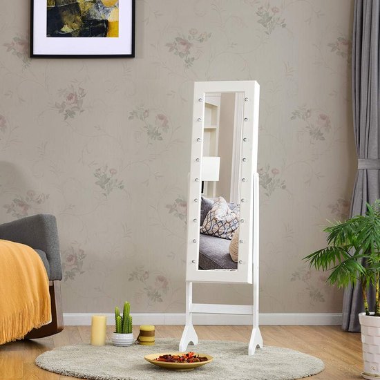 Coast 18 Led sieradenkast Hulbare sieraden Splank Mirror Cabinet voor make -up wit