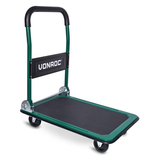 VONROC - TT502XX Plateauwagen – Opvouwbaar – max. 150kg - 73x47x82 cm - Groen
