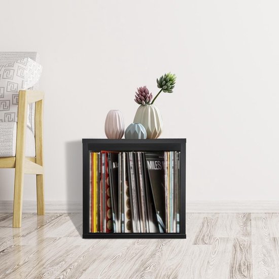 VDD Vinyl Wish - Opbergkubus - LP Vinyl Platen Opbergrek - kleur: Zwart - Afmeting 35x35x35cm