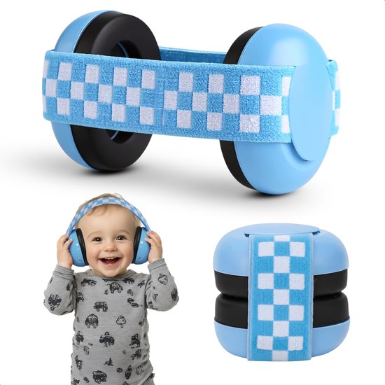 Qwali Gehoorbescherming baby en kinderen - Dempt harde geluiden - 0-3 jaar - Veiligheid peuter en kind - Blauw