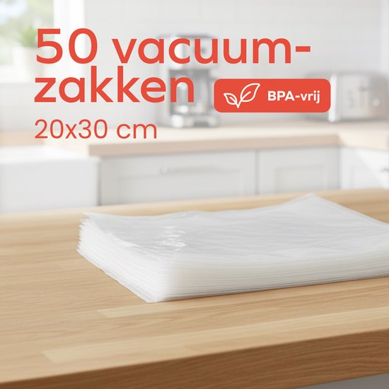 KitchenBrothers Vacuumzakken - 50 stuks - 20x30cm - BPA-vrij - Vacuumzakken voedsel - Sous vide zakken - Voor Vacumeermachine
