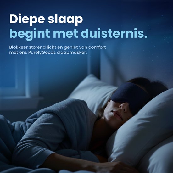 PurelyGoods® Slaapmasker - Oogmasker - Verduisterend - Mannen en Vrouwen - Katoen - Donkerblauw