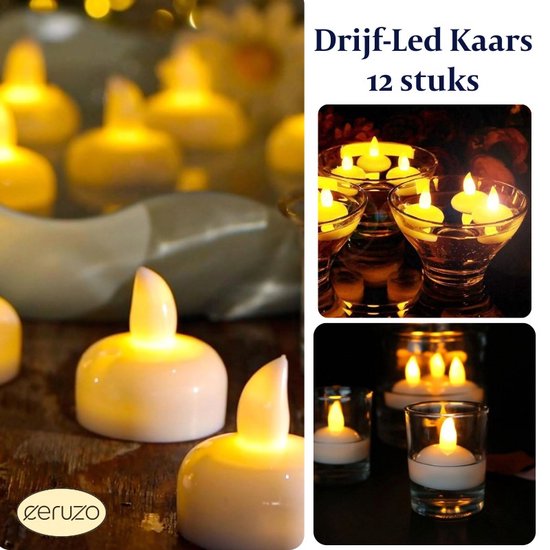 Led Drijfkaarsjes - Waterdicht - Inclusief Batterijen - 12 Stuks - Warm Wit