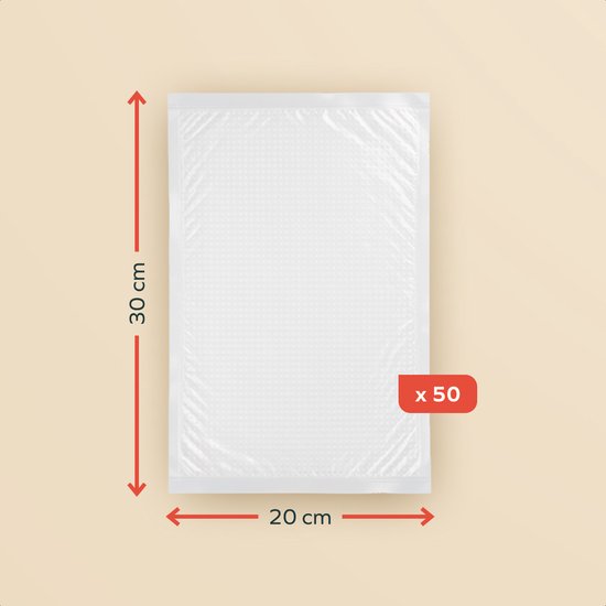 KitchenBrothers Vacuumzakken - 50 stuks - 20x30cm - BPA-vrij - Vacuumzakken voedsel - Sous vide zakken - Voor Vacumeermachine