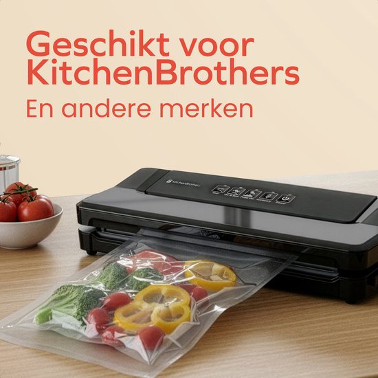 KitchenBrothers Vacuumzakken - 50 stuks - 20x30cm - BPA-vrij - Vacuumzakken voedsel - Sous vide zakken - Voor Vacumeermachine