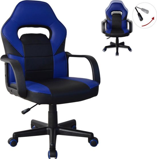 VDD Gamestoel Thomas junior - zwart blauw